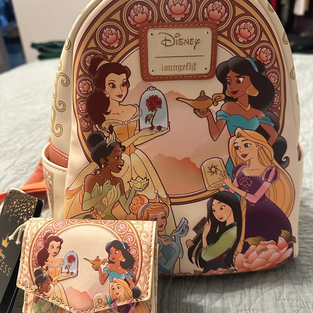 Disney Loungefly Princess Mini Backpack & Wallet Combo